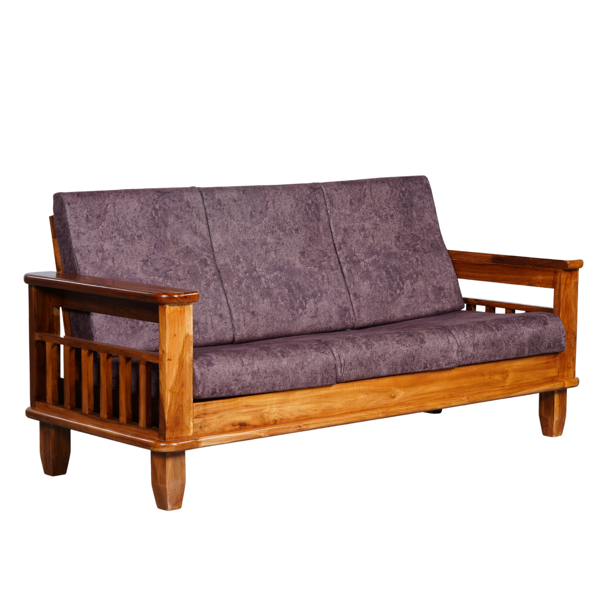 Emerald Wooden Sofa (3+1+1-Seater) - Natural Finish