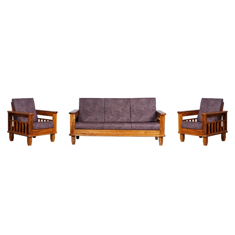 Emerald Wooden Sofa (3+1+1-Seater) - Natural Finish