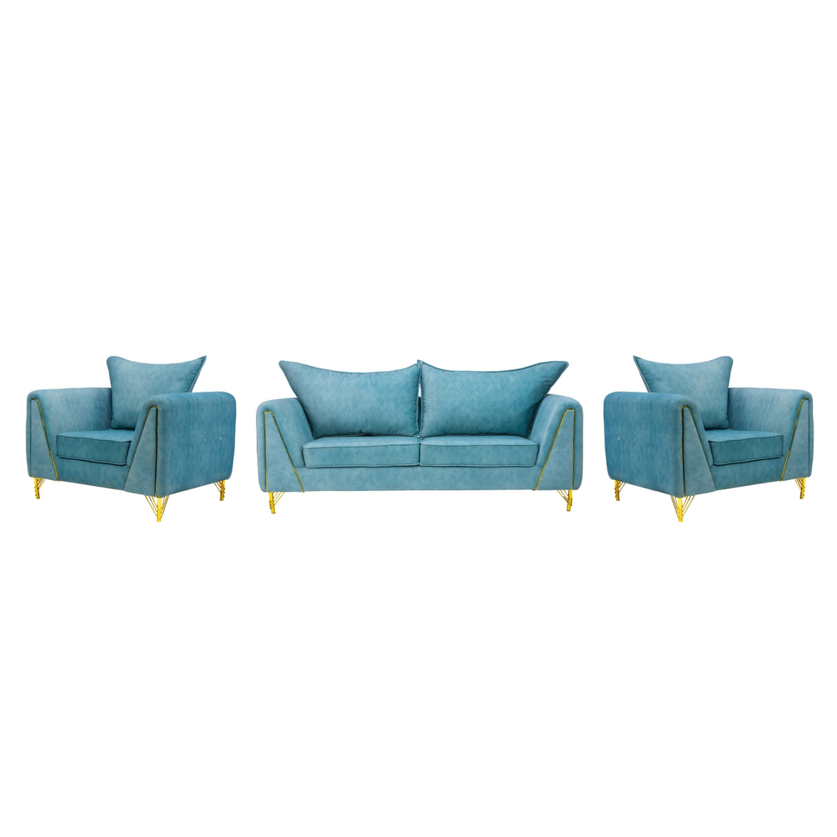 Estonia Pro Contemporary Fabric Sofa Set (3+1+1 Seater) - Green