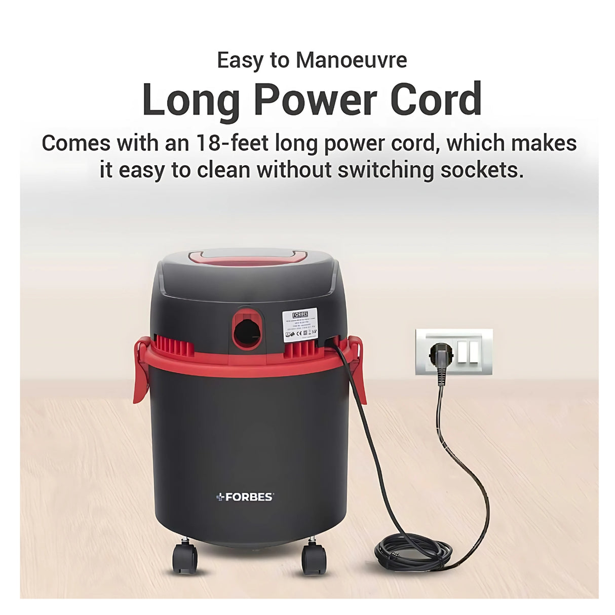 FORBES Trendy Wet & Dry DX 8 L Vacuum Cleaner - Red and Black_2