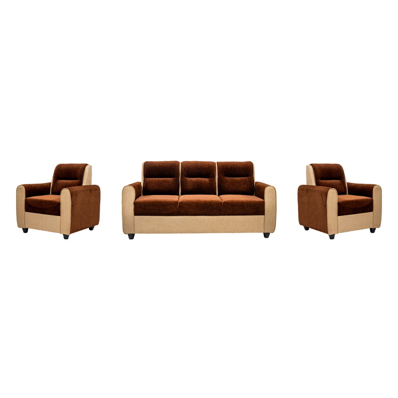 Finland Pro Relax Comfort Fabric Sofa Set (3+1+1 Seater) - Brown and Sandal