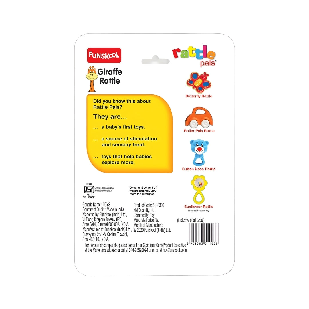 Funskool Giggles Baby Giraffe Rattle - Yellow_3