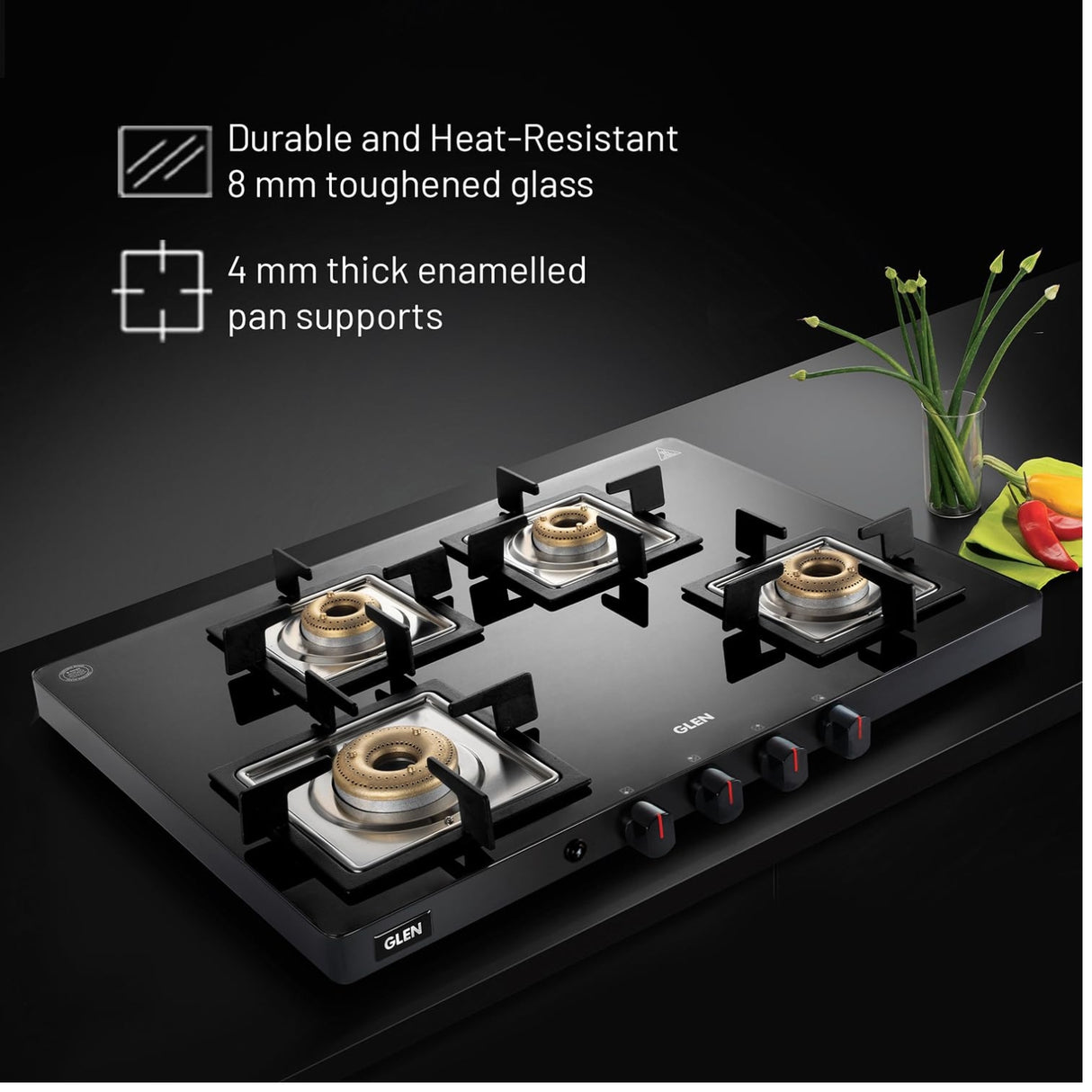 GLEN GL 1047 Ultra Slim 4 Burner Gas Cooktop – Black_2