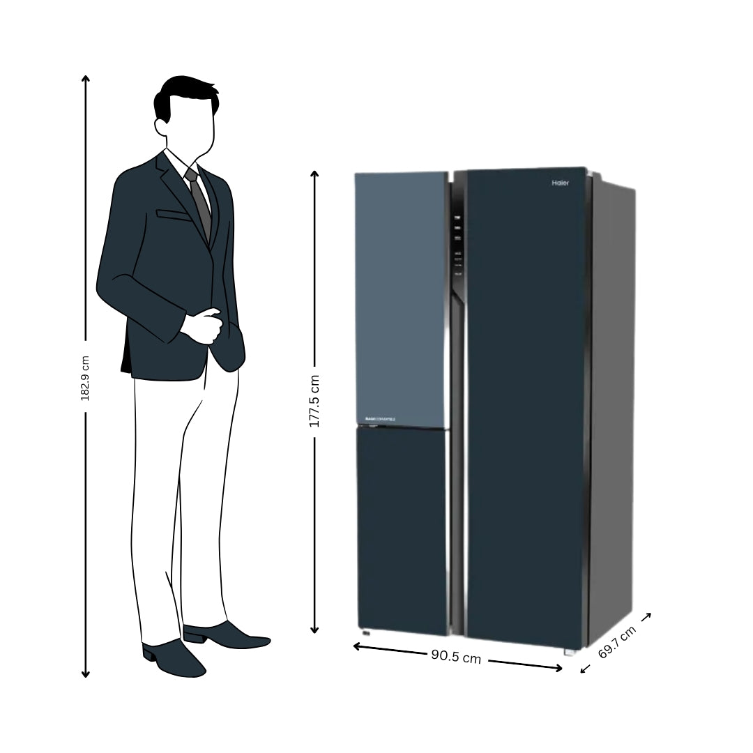 Haier HRT-683GOGU1 Three Door Vogue Side by Side Refrigerator 598 L - Grey Onyx Glass_Dimensions.jpg