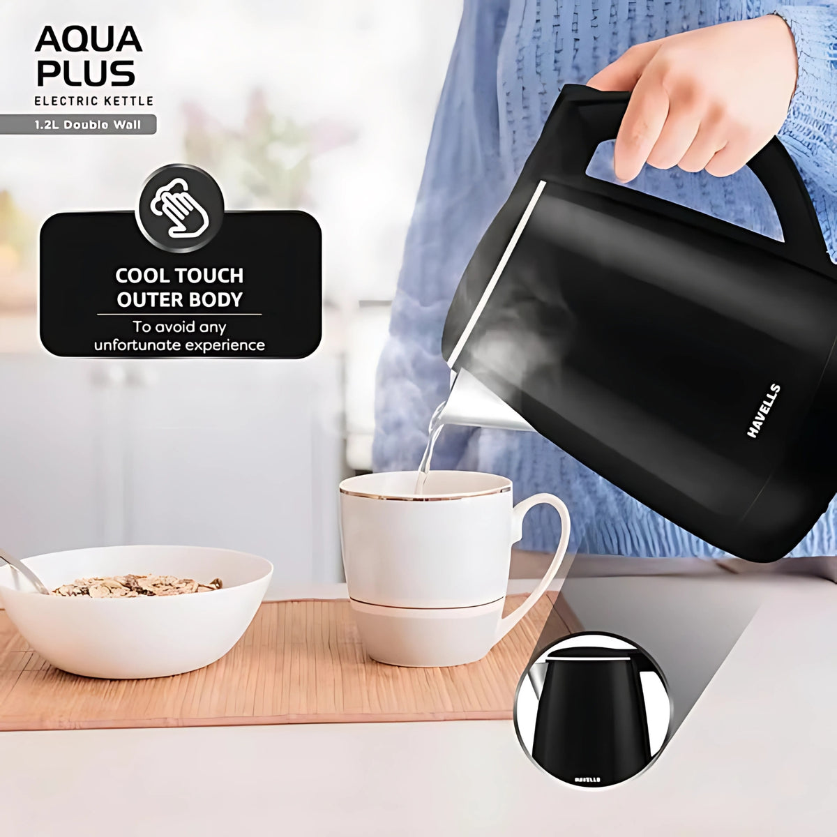 Havells 1250 W Aqua Plus GHBKTATK125 Electric Kettle 1.2 L – Black_5