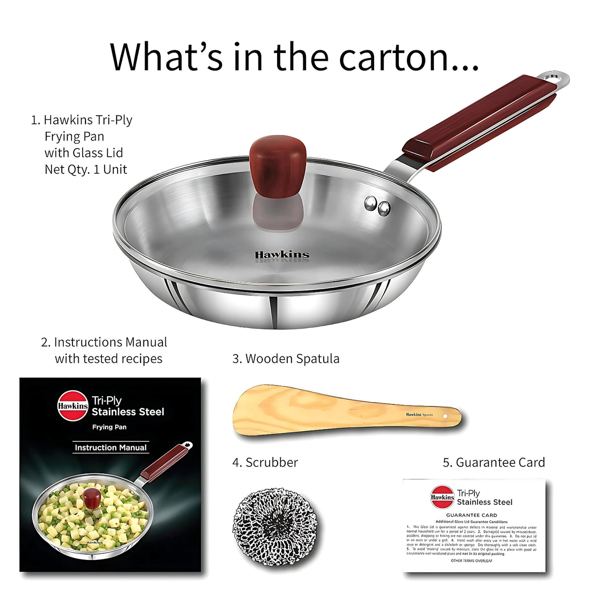 Hawkins 20cm Tri-Ply Stainless Steel Frying Pan with Glass Lid – SSF20G Durable & Even Heat Cooking_6