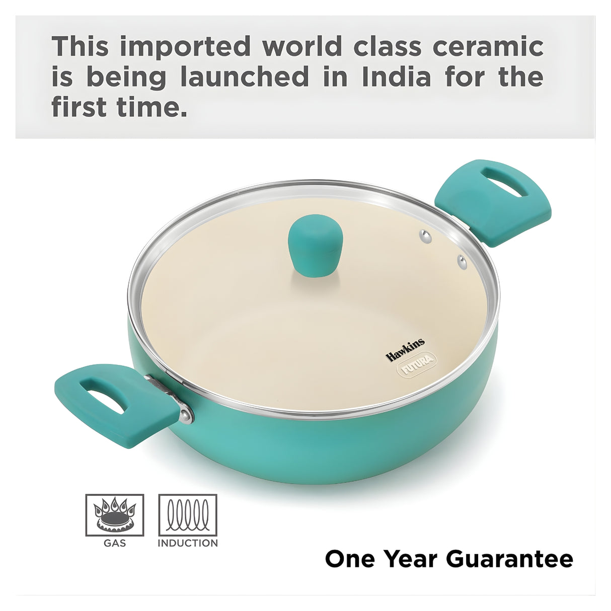 Hawkins Aqua Die Cast Cook n Serve Casserole with Glass Lid (IUC30G) 3 L \ 26 cm - Aqua Blue_5
