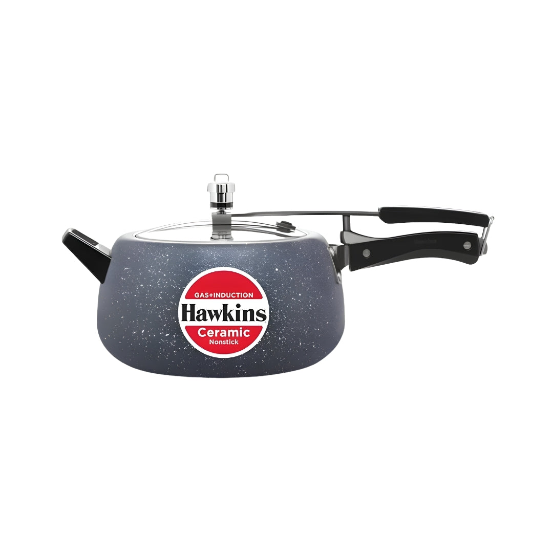 Hawkins Ceramic Nonstick Pressure Cooker (ICC50) 5 L - Grey_Front View