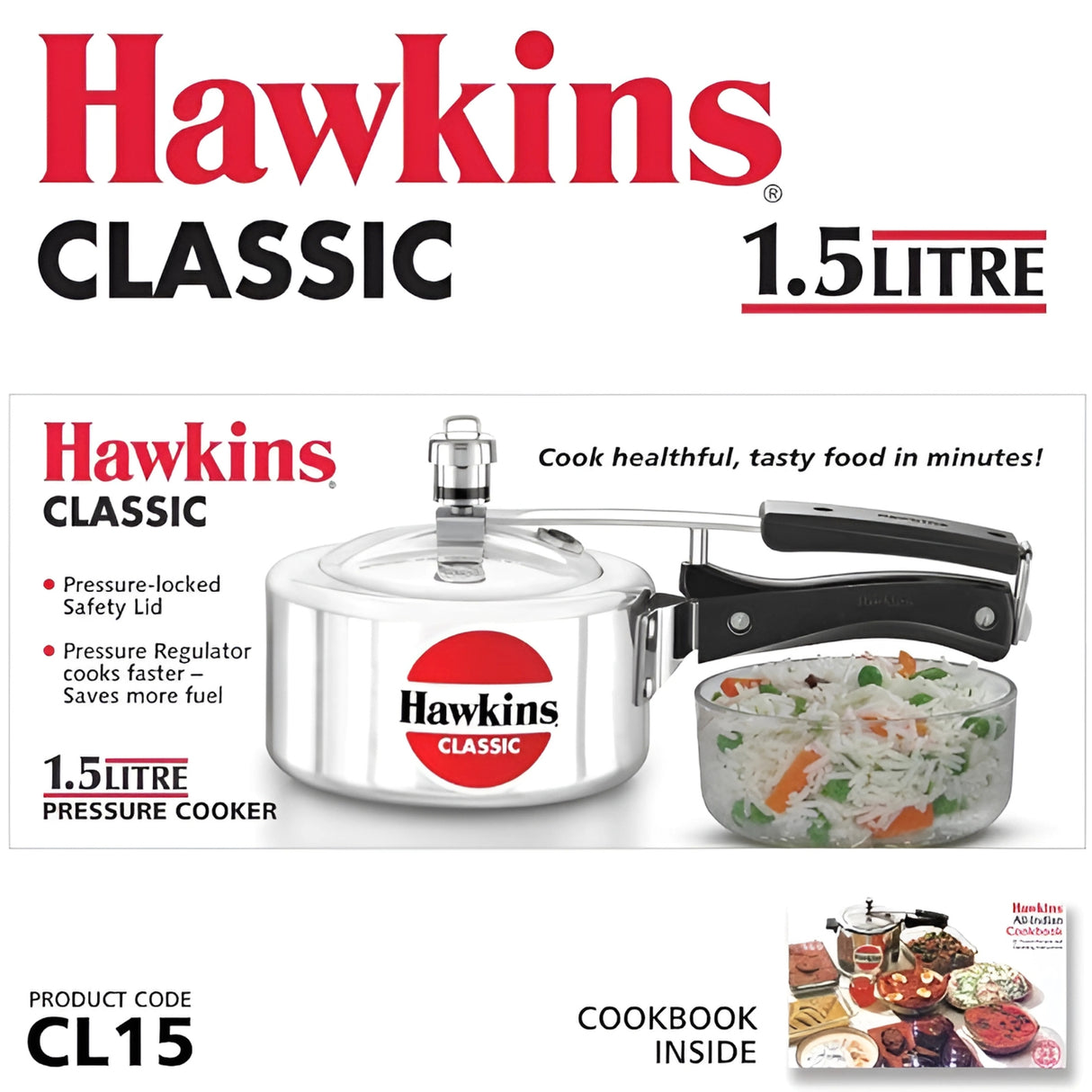 Hawkins Classic Aluminium Pressure Cooker (CL15) 1.5 L_2