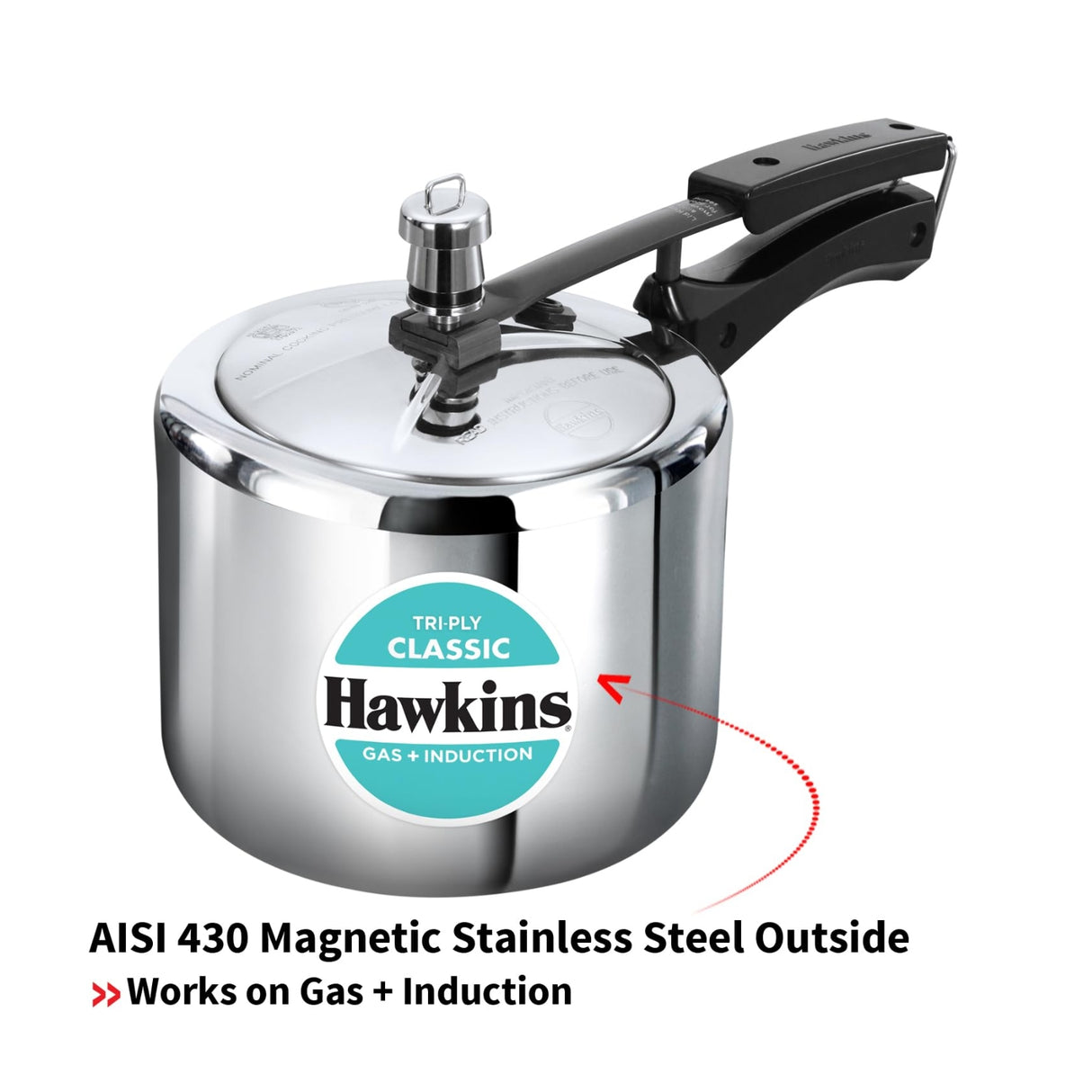 Hawkins Classic Tri-Ply Stainless Steel Tall Pressure Cooker (SSTCL3T) 3 L_3