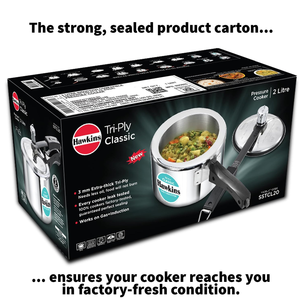 Hawkins Classic Triply Stainless Steel Pressure Cooker (SSTCL20) 2 L_9