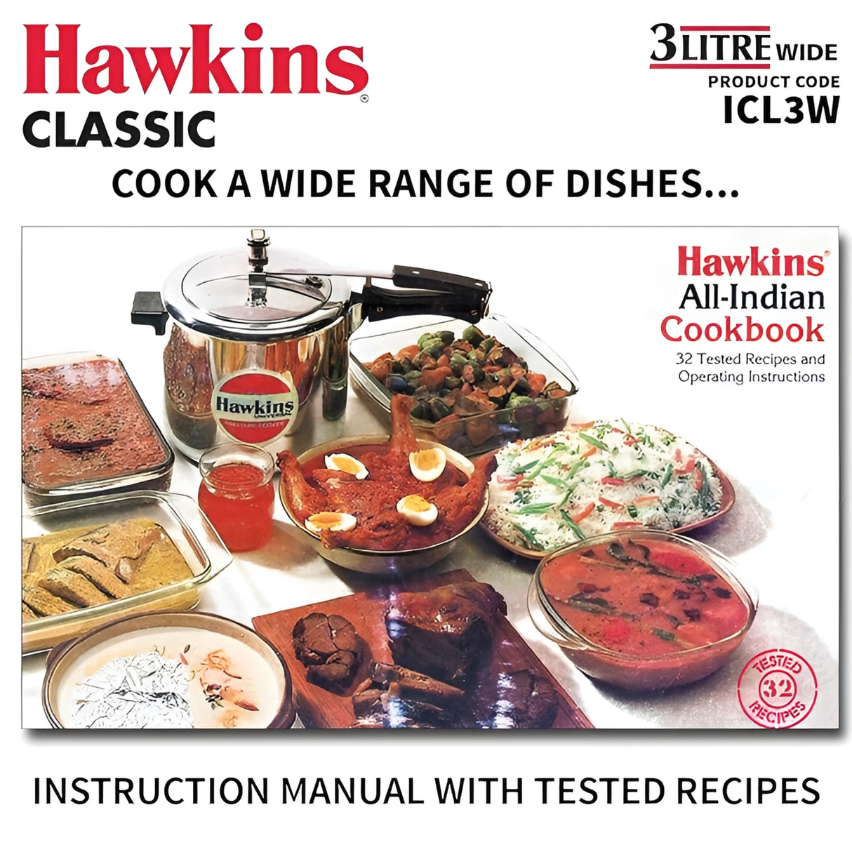 Hawkins Classic Wide Aluminium Pressure Cooker (ICL3W) 3 L_5