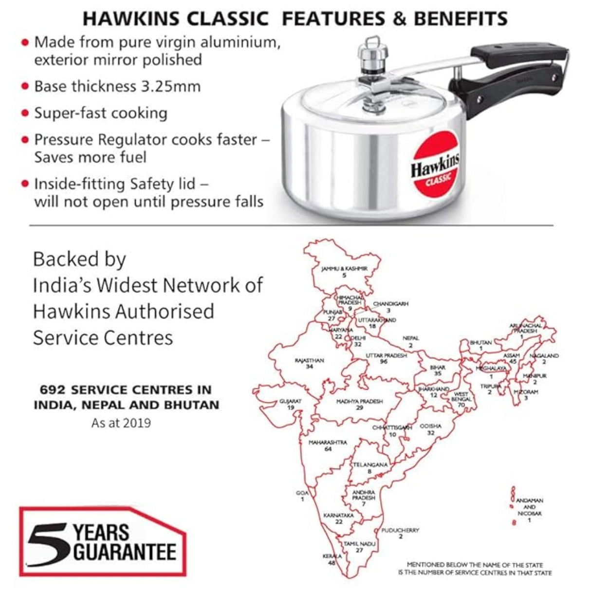 Hawkins Classic Wide Body Aluminium Pressure Cooker (CL3W) 3 L_3