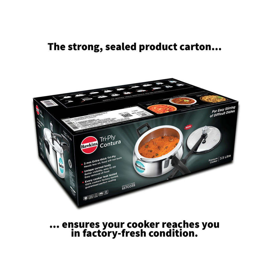 Hawkins Contura Triply Stainless Steel Pressure Cooker (SSTCO35) 3.5 L_Box Image