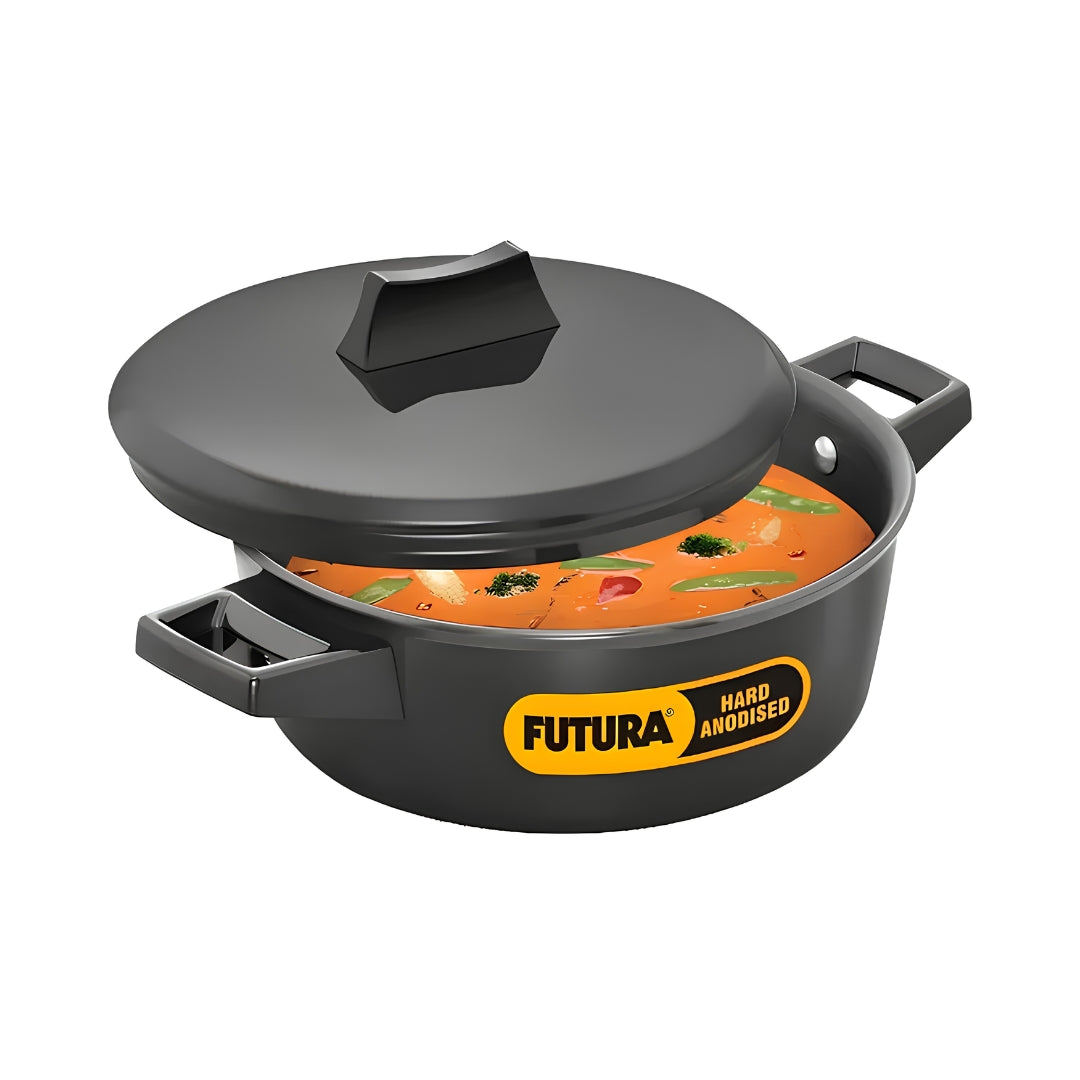 Hawkins Futura Hard Anodised Cook N Serve Bowl with Lid (IACB20) 2 L - Black