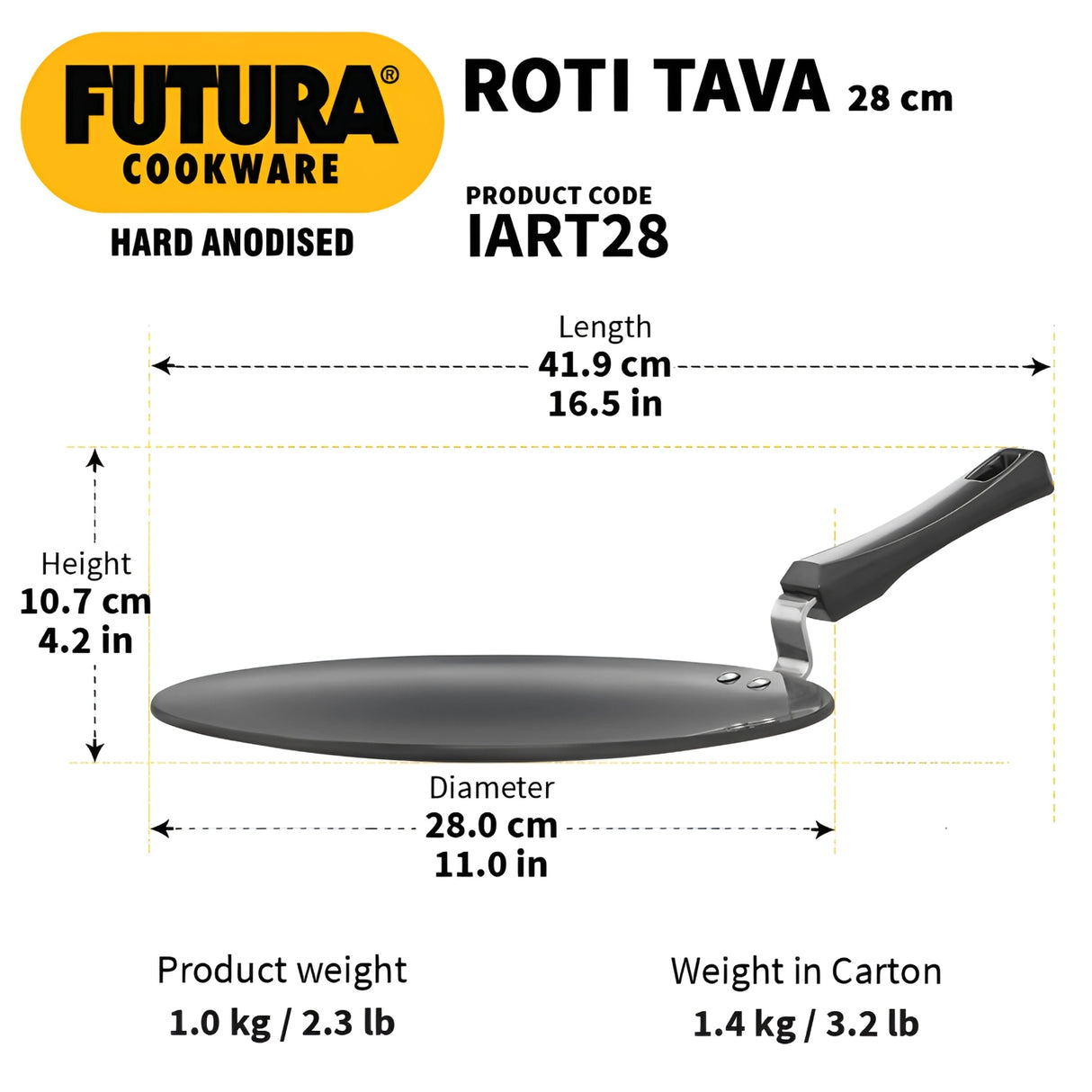 Hawkins Futura Hard Anodised Induction Roti Tawa (IART28) 28 cm - Black_4