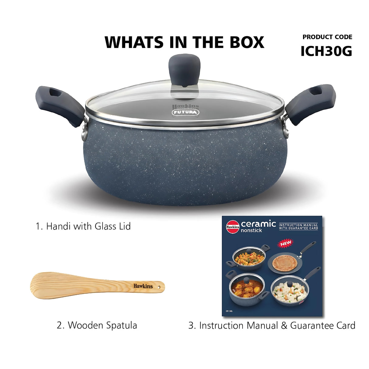 Hawkins Induction Compatible Ceramic NS Cook n Serve Handi with Glass Lid (ICH30G) 3 L – Grey_9