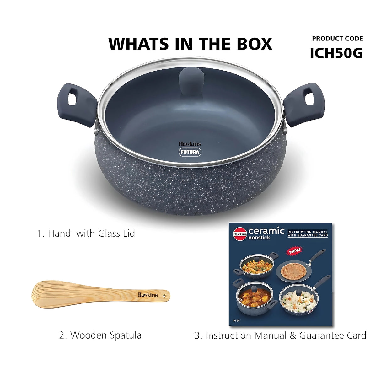 Hawkins Induction Compatible Ceramic NS Cook n Serve Handi with Glass Lid (ICH50G) 5 L – Grey_9
