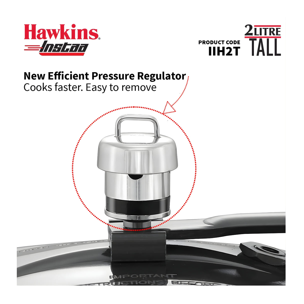 Hawkins Instaa Hard Anodised Tall Pressure Cooker (IIH2T) 2 L - Black_5