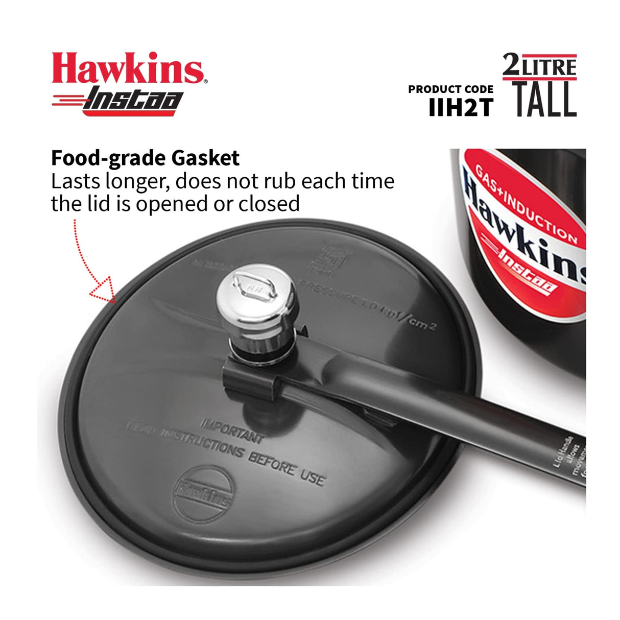 Hawkins Instaa Hard Anodised Tall Pressure Cooker (IIH2T) 2 L - Black_9