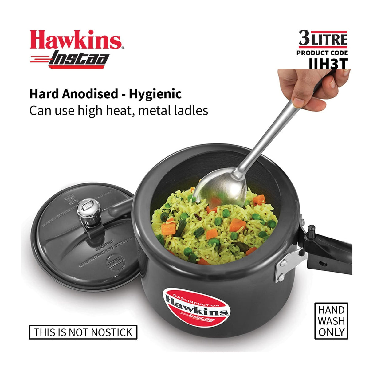 Hawkins Instaa Hard Anodised Tall Pressure Cooker (IIH3T3) L - Black_3