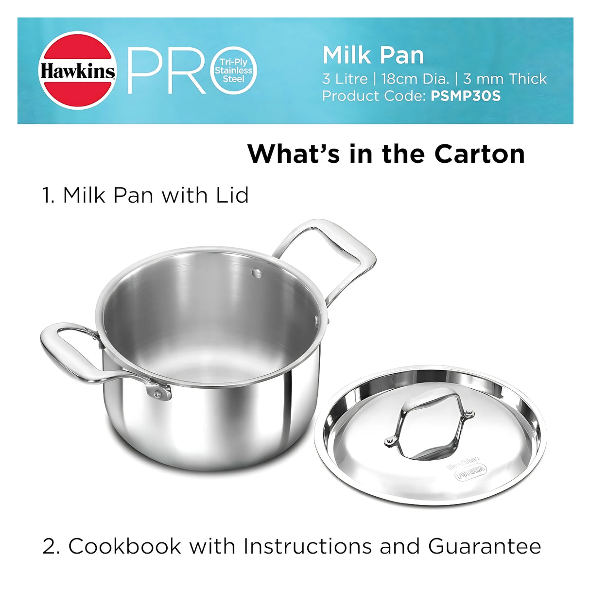 Hawkins Pro Tri-Ply Milk Pan with SS Lid (PSMP30S) 18 cm \ 3 L_11