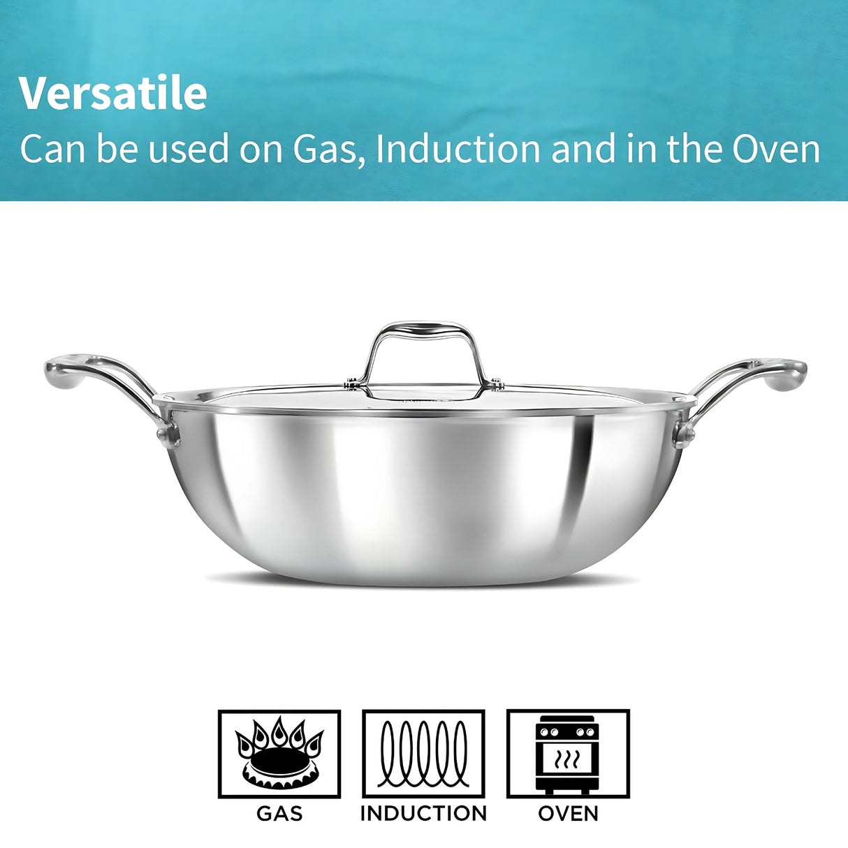Hawkins Pro Tri-Ply Stainless Steel Deep Fry Pan with Lid (PSK50S) 5 L_5