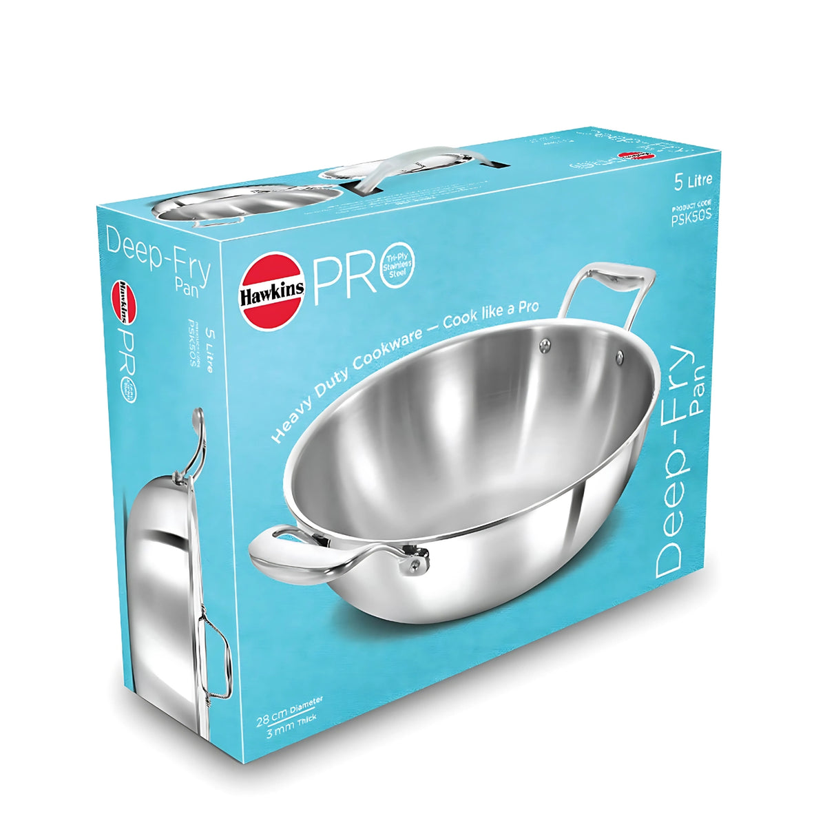 Hawkins Pro Tri-Ply Stainless Steel Deep Fry Pan with Lid (PSK50S) 5 L_7