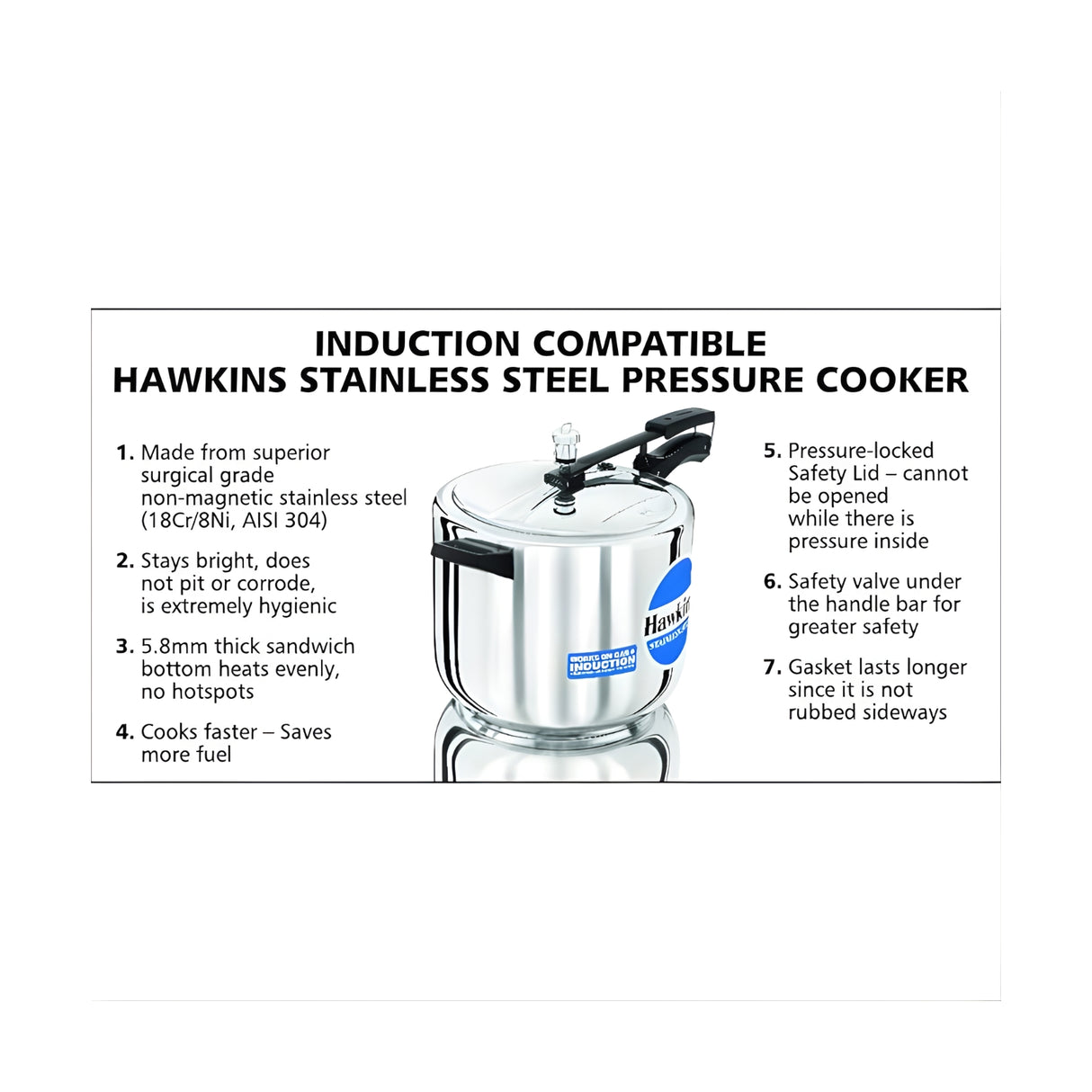 Hawkins Stainless Steel Pressure Cooker (HSS10) 10 L_3