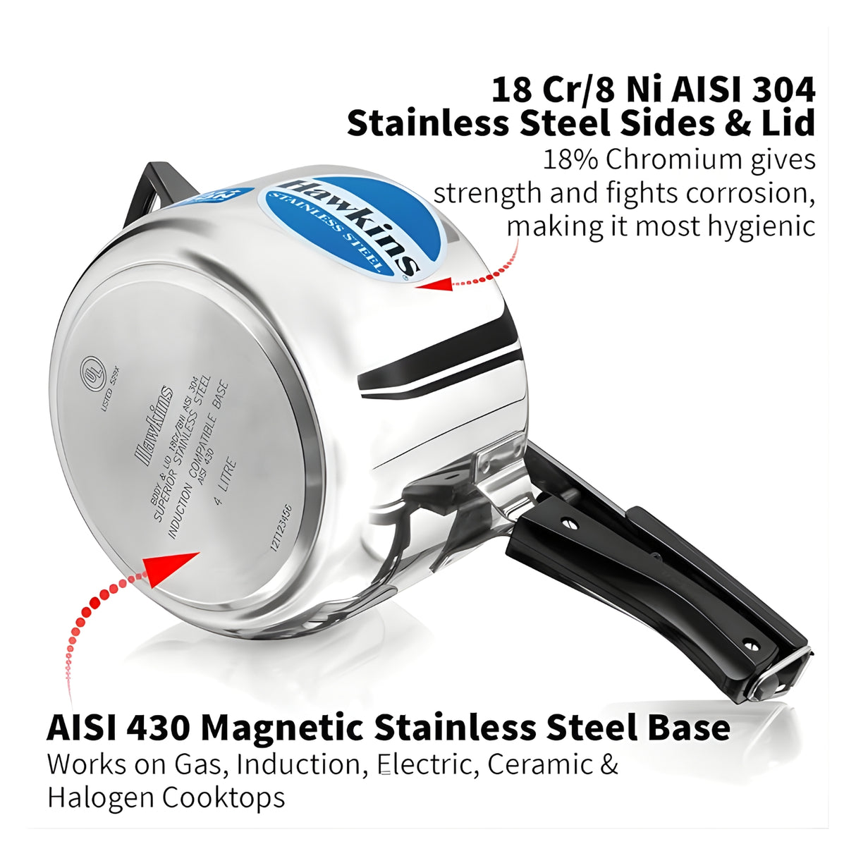 Hawkins Stainless Steel Pressure Cooker (HSS40) 4 L_3