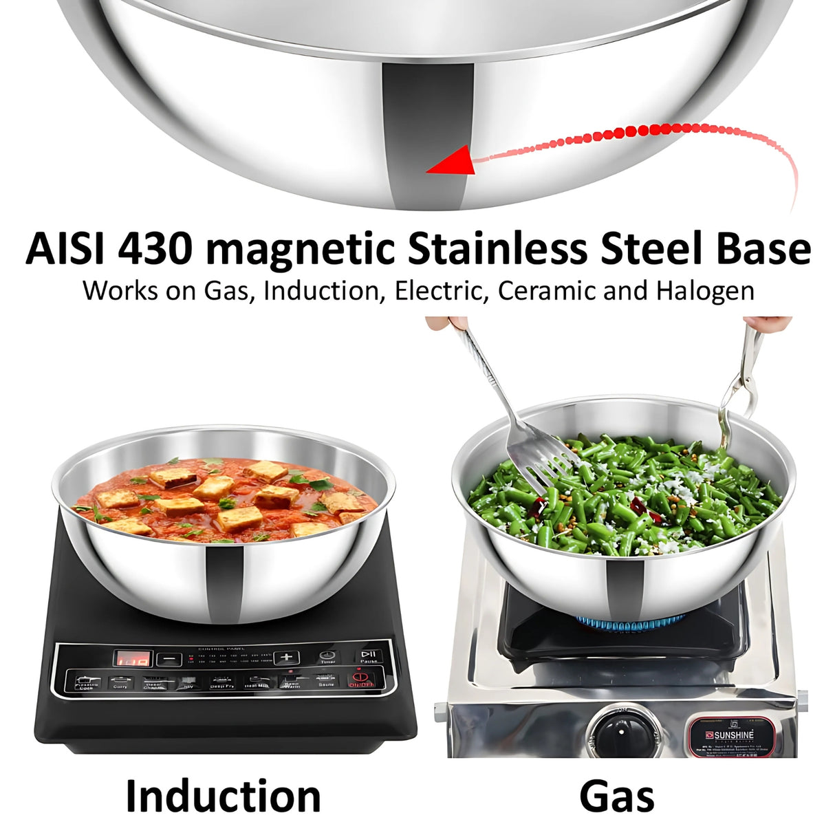 Hawkins Tri-Ply SS Metro Kadai (Tasla) Gift Set (24STGP) 1.5 L 2 L 2.5 L - Silver_7