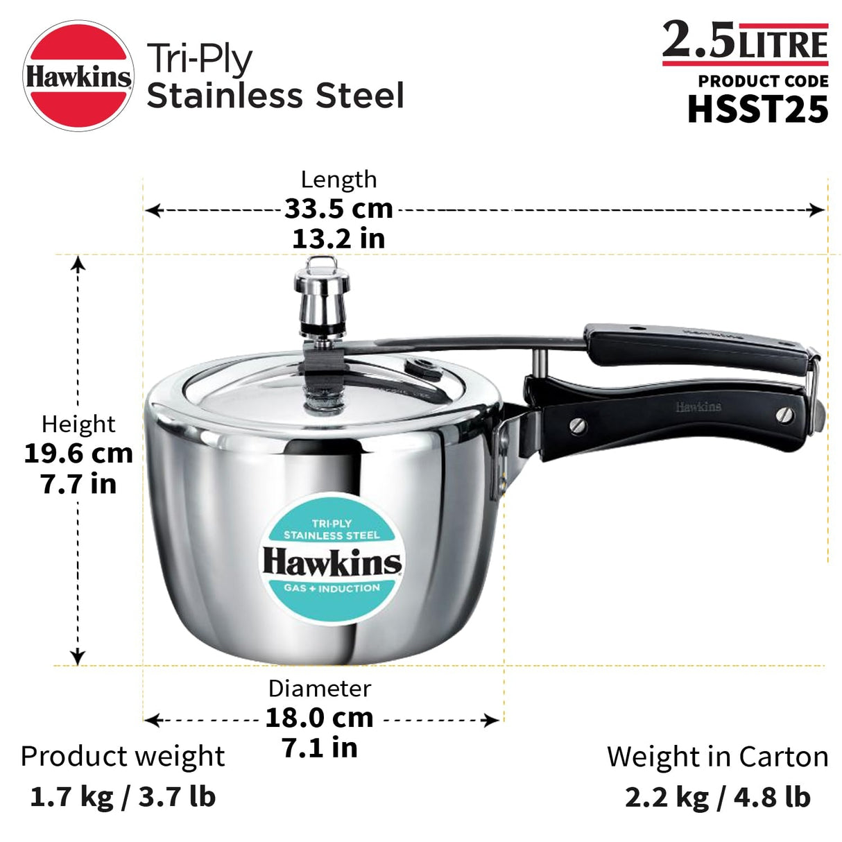 Hawkins Tri-Ply SS Pressure Cooker (HSST25) 2.5 L_8