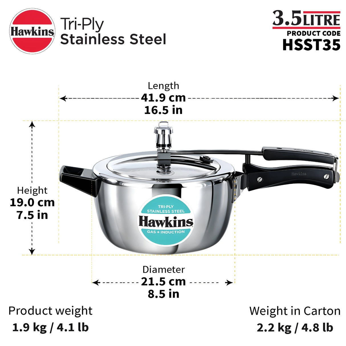 Hawkins Tri-Ply SS Pressure Cooker (HSST35) 3.5 L_8