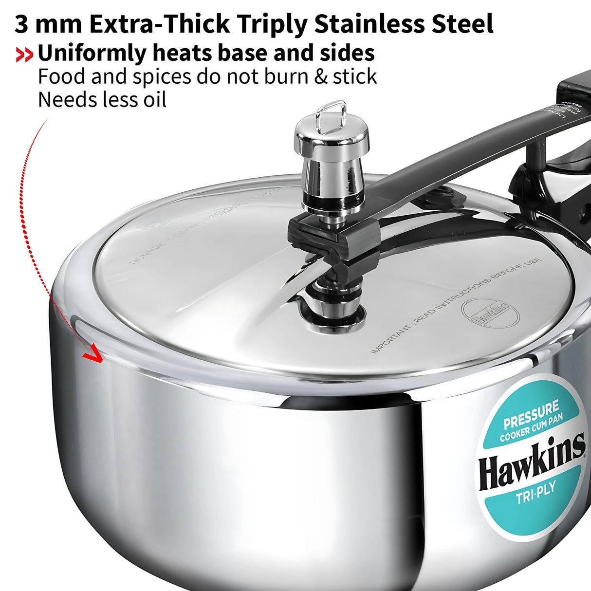 Hawkins Tri-Ply SS Pressure Cooker (SSTPP3) 3 L_3