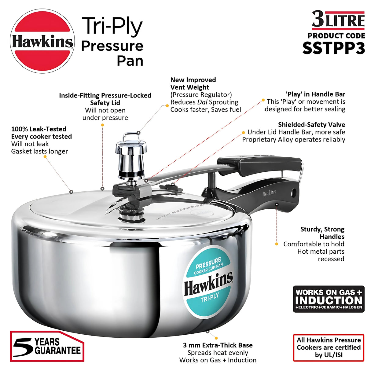 Hawkins Tri-Ply SS Pressure Cooker (SSTPP3) 3 L_7