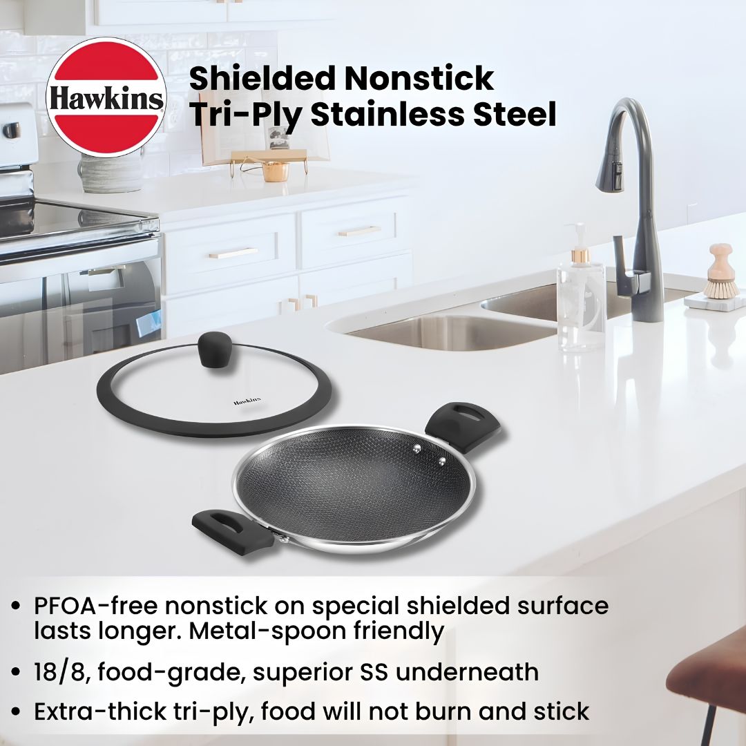 Hawkins Triply SS Appachatty Nonstick Shielded with Glass Lid (NSA125G) 24 cm _ 1.25 L - Features 6