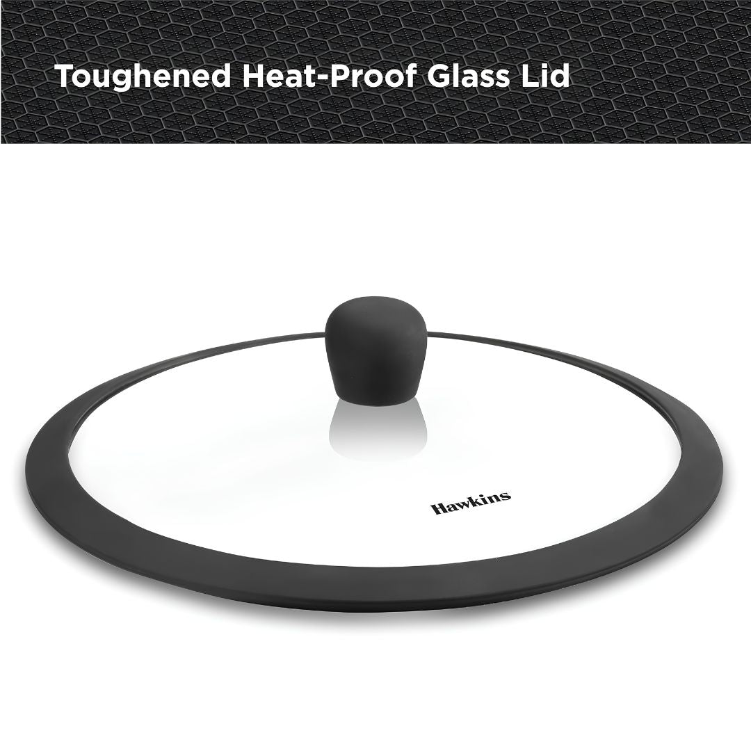 Hawkins Triply SS Appachatty Nonstick Shielded with Glass Lid (NSA125G) 24 cm _ 1.25 L - Lid View