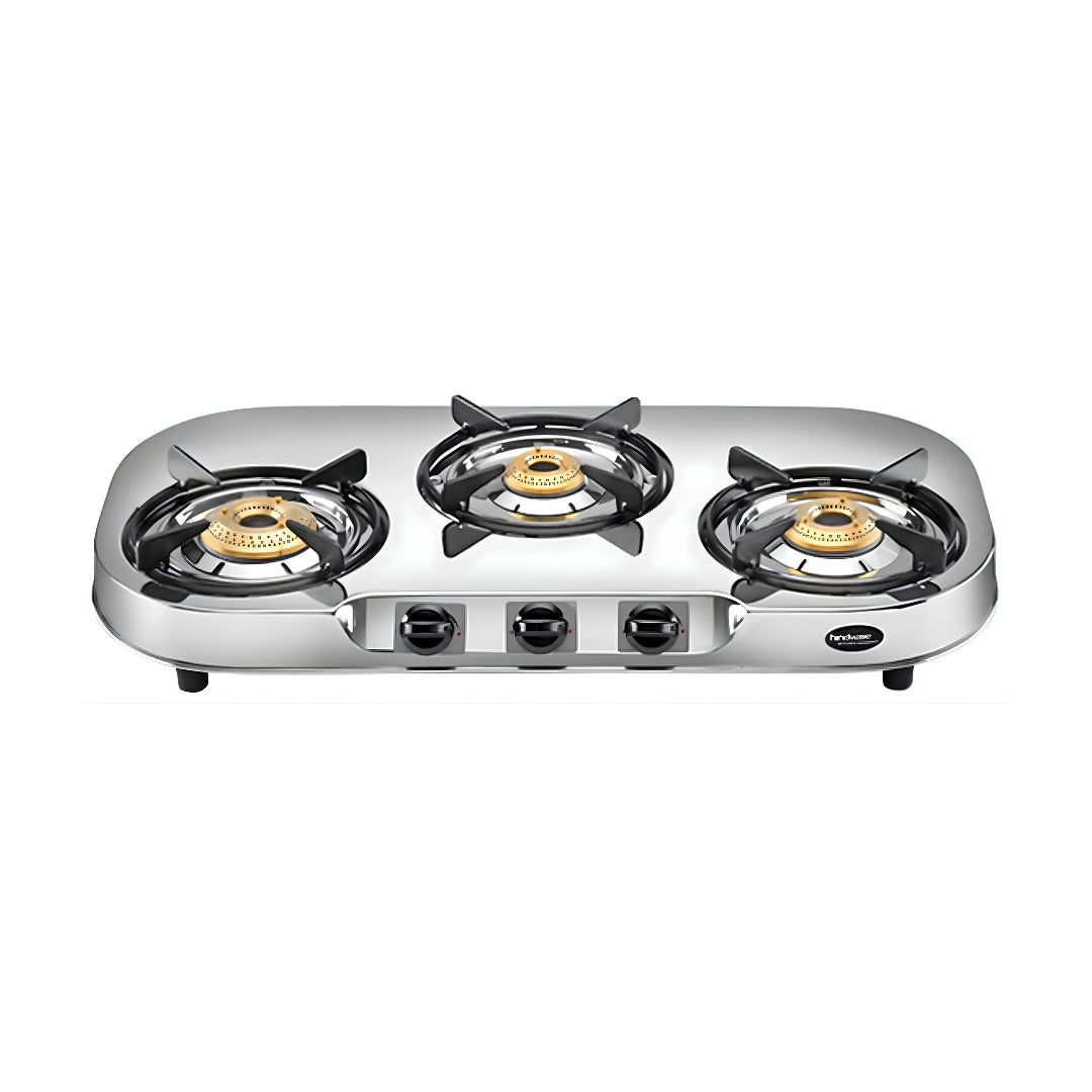 Hindware Festo 3 Burner Stainless Steel Cooktop - Silver