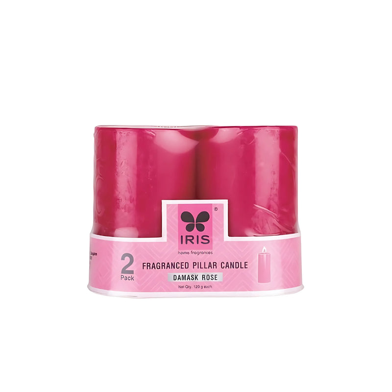 IRIS Set of 2 Fragranced Pillar Candles - Damask Rose