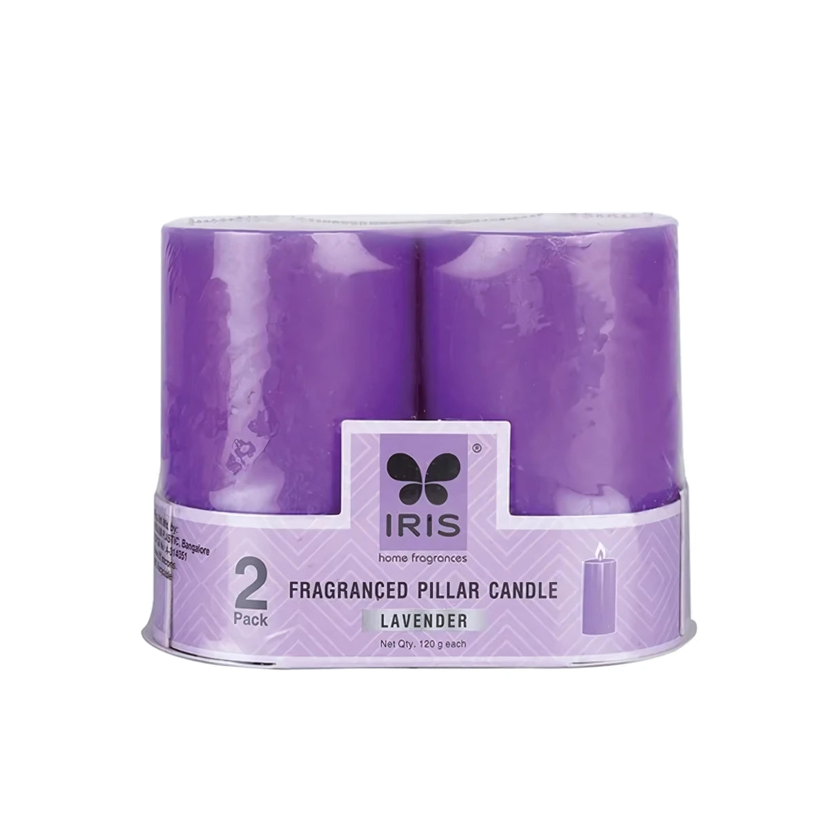 IRIS Set of 2 Fragranced Pillar Candles - Lavender-1