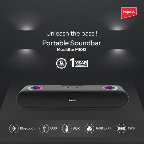 Impex Musikbar M1012 Portable Soundbar - Black