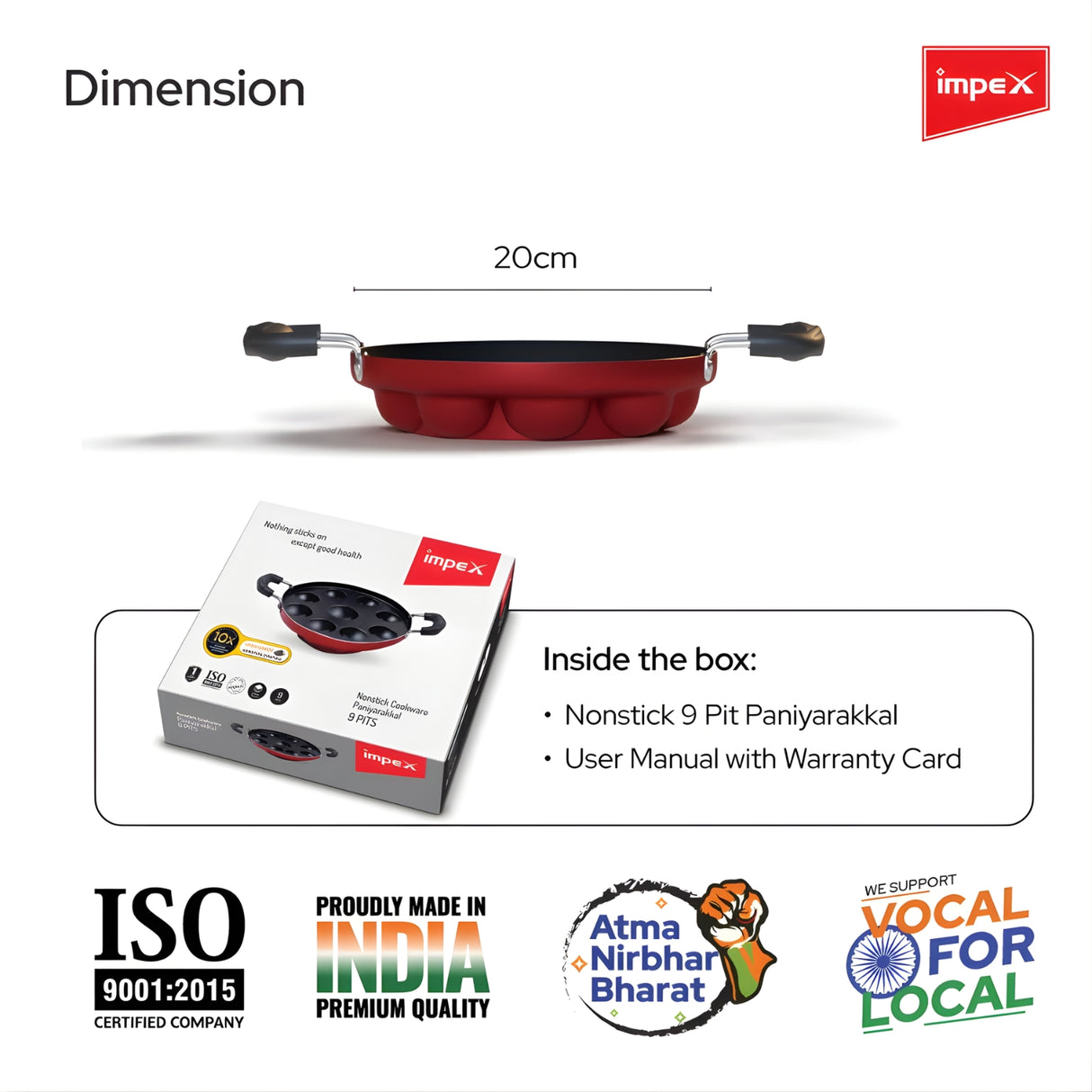 Impex Non Stick Paniyarakkal 9 Pit - Red_5