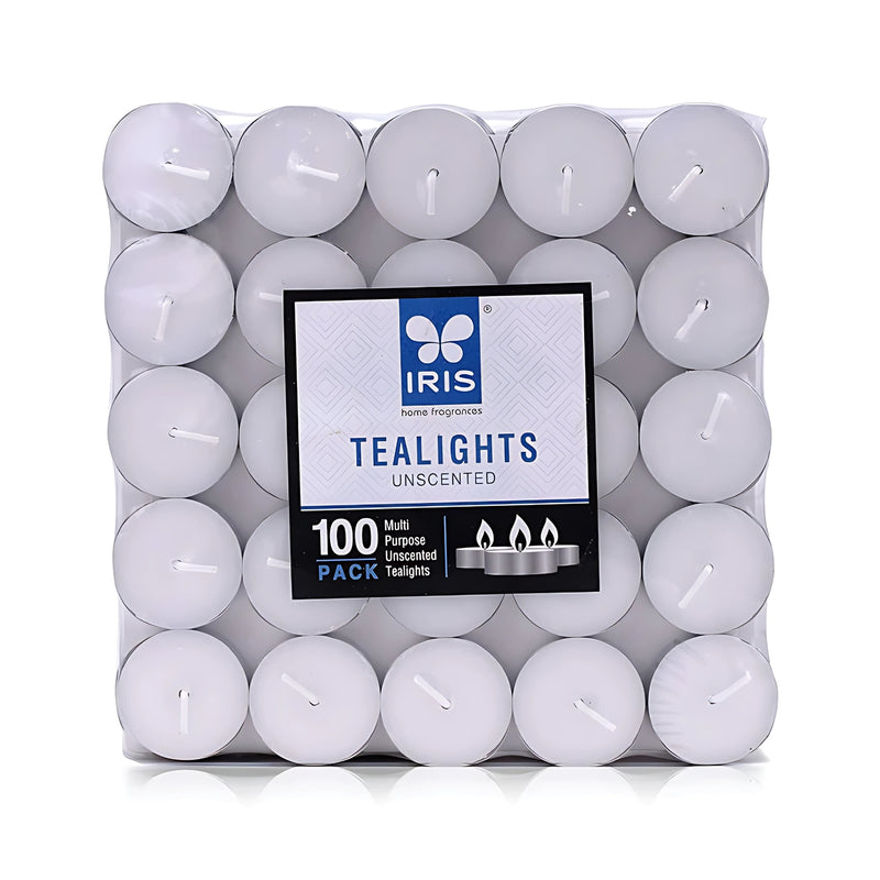 IRIS Pack of 100 Unscented Tea lights - White