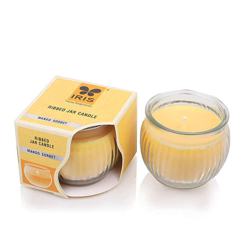 IRIS Scented Ribbed Jar Candle - Mango Sorbet