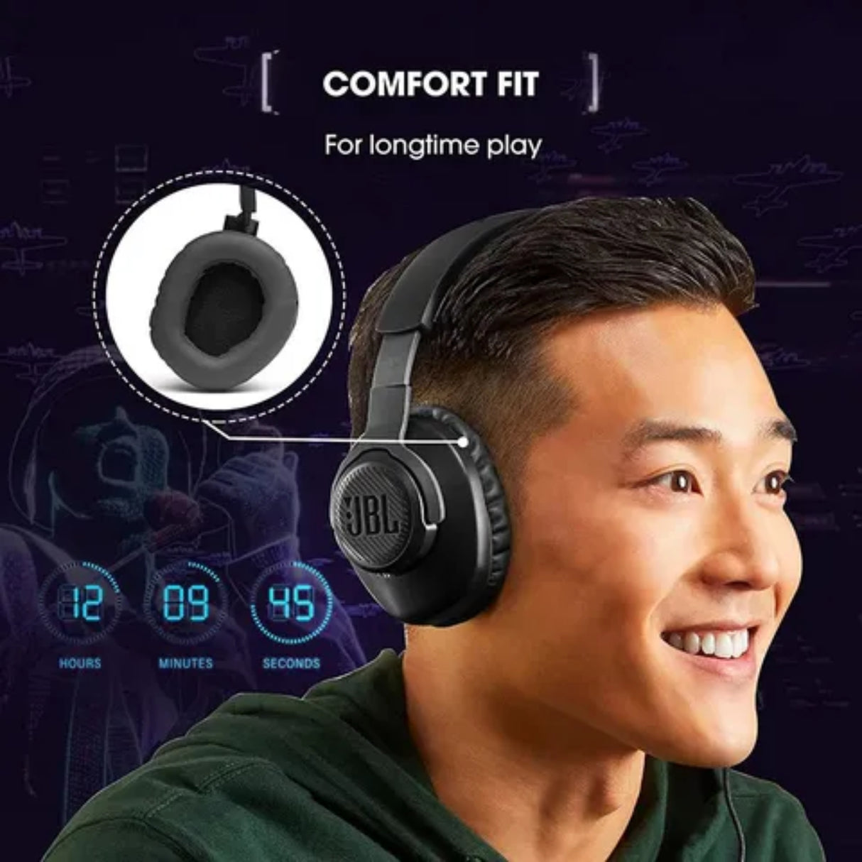 JBL Quantum 100 Wired Gaming Headphone - Black_6