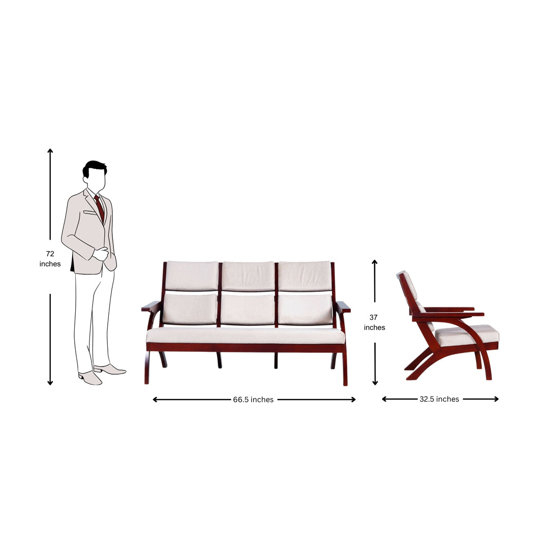 Kelso Arm Chair 3-Seater - Light Walnut Finish_5