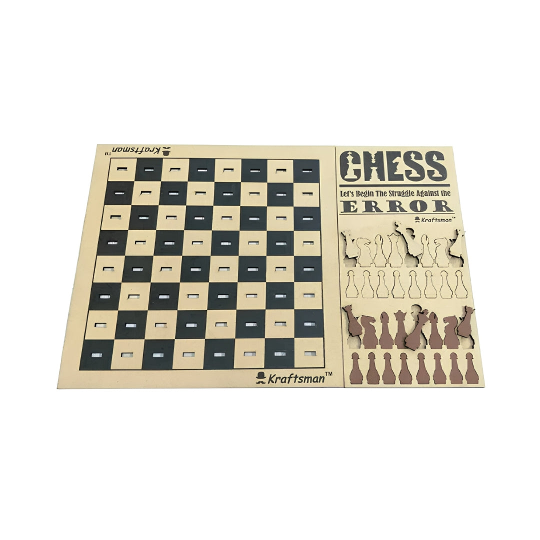 Kraftsman Wooden Chess and Checkers Combo Board Game Top View_3
