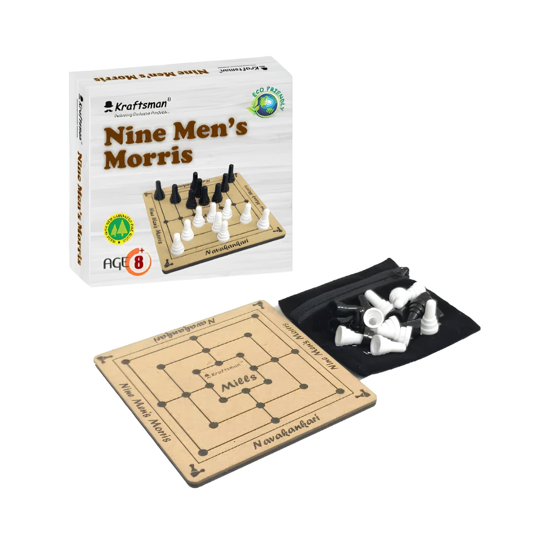 Kraftsman Wooden Nine Men’s Morris Board Game Front View_1