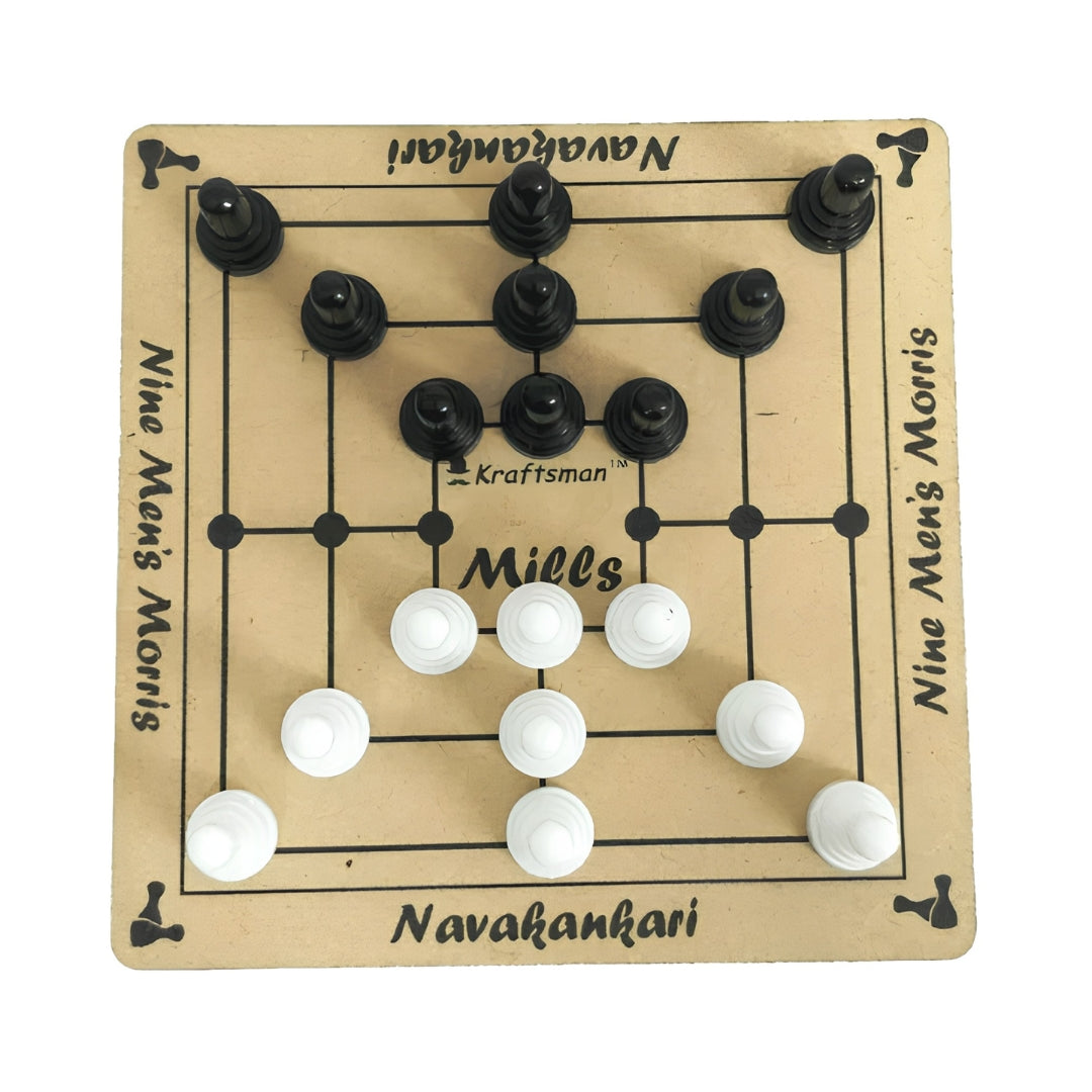 Kraftsman Wooden Nine Men’s Morris Board Game Top View_4