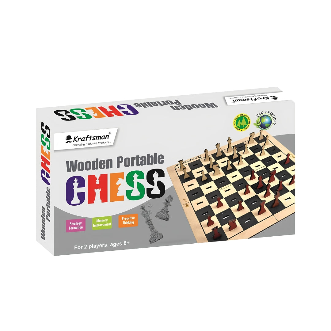 Kraftsman Wooden Portable Chess Board Game Box View_2